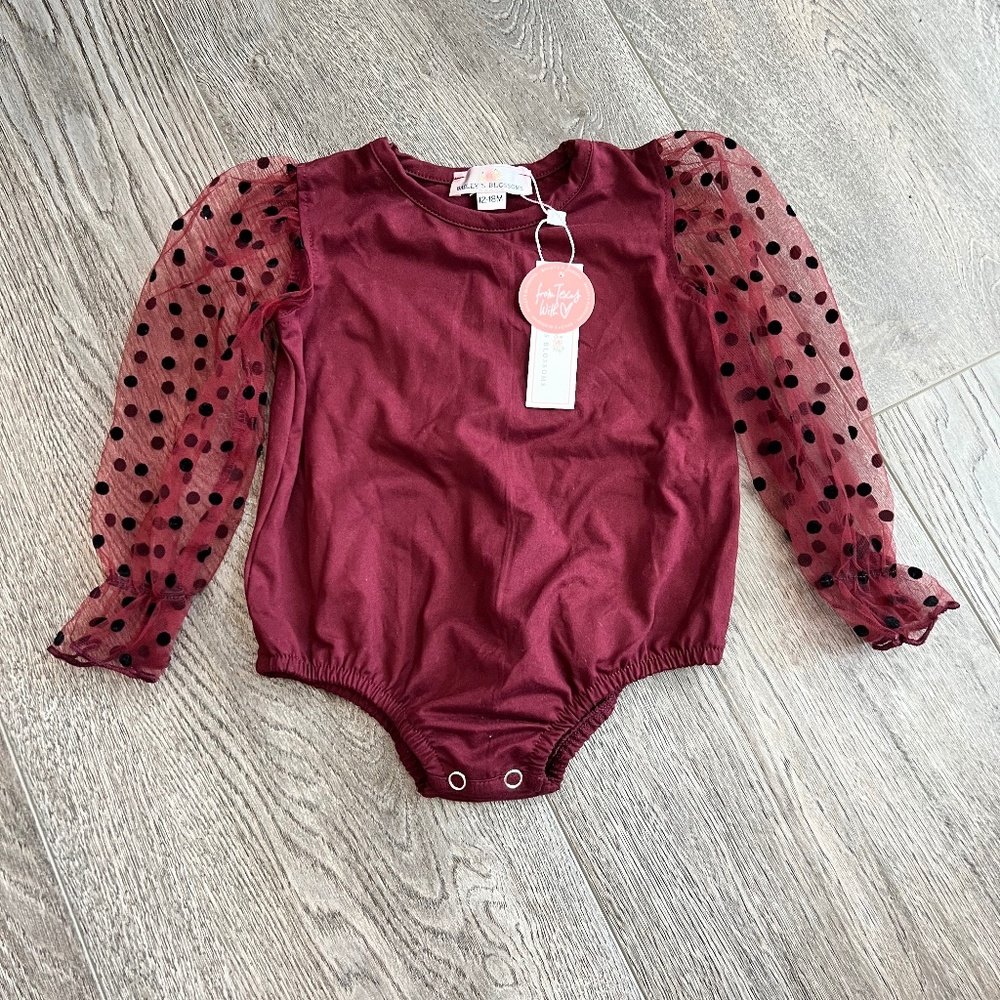 Bailey's Blossom Destinee Sheer Dot Sleeve Leotard